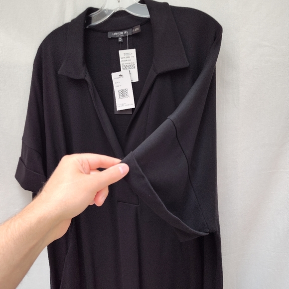 New Lafayette 148 little black shirt dress Toni plus size 3x mini work short - Picture 9 of 16